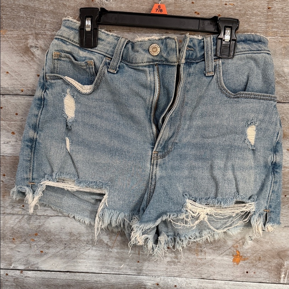 Hollister Faded Blue Ripped Jean Shorts
